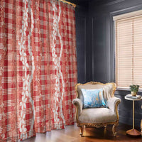 Hawaiian Ohia Lehua Lei Window Curtain Plaid Palaka Ulaula Pattern LT9 - Polynesian Pride
