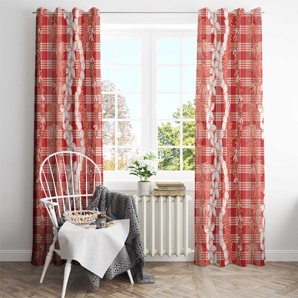 Hawaiian Ohia Lehua Lei Window Curtain Plaid Palaka Ulaula Pattern LT9 - Polynesian Pride
