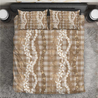 Hawaiian Ohia Lehua Lei Bedding Set Plaid Palaka Kalaihaahaa Pattern LT9 Tan - Polynesian Pride