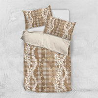 Hawaiian Ohia Lehua Lei Bedding Set Plaid Palaka Kalaihaahaa Pattern LT9 US Twin 172cm x 218cm Tan - Polynesian Pride