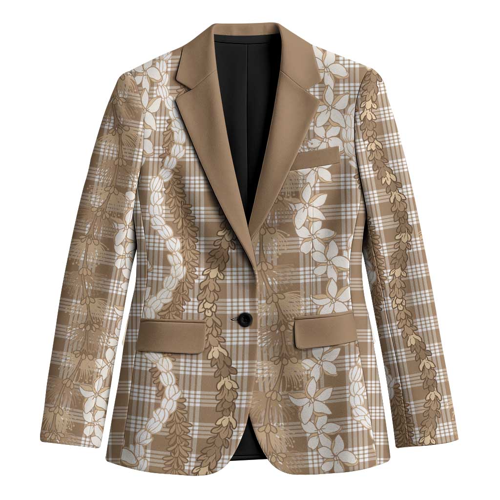Hawaiian Ohia Lehua Lei Blazer Plaid Palaka Kalaihaahaa Pattern LT9 Unisex Tan - Polynesian Pride
