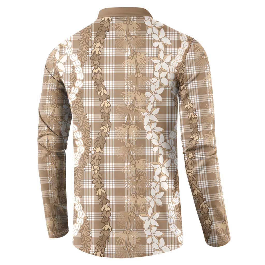 Hawaiian Ohia Lehua Lei Button Sweatshirt Plaid Palaka Kalaihaahaa Pattern LT9 - Polynesian Pride