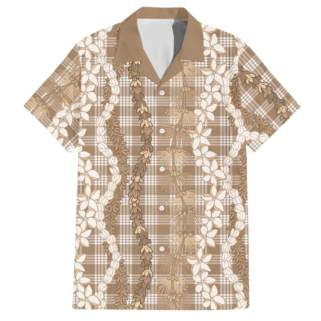 Hawaiian Ohia Lehua Lei Hawaiian Shirt Plaid Palaka Kalaihaahaa Pattern LT9 Tan - Polynesian Pride