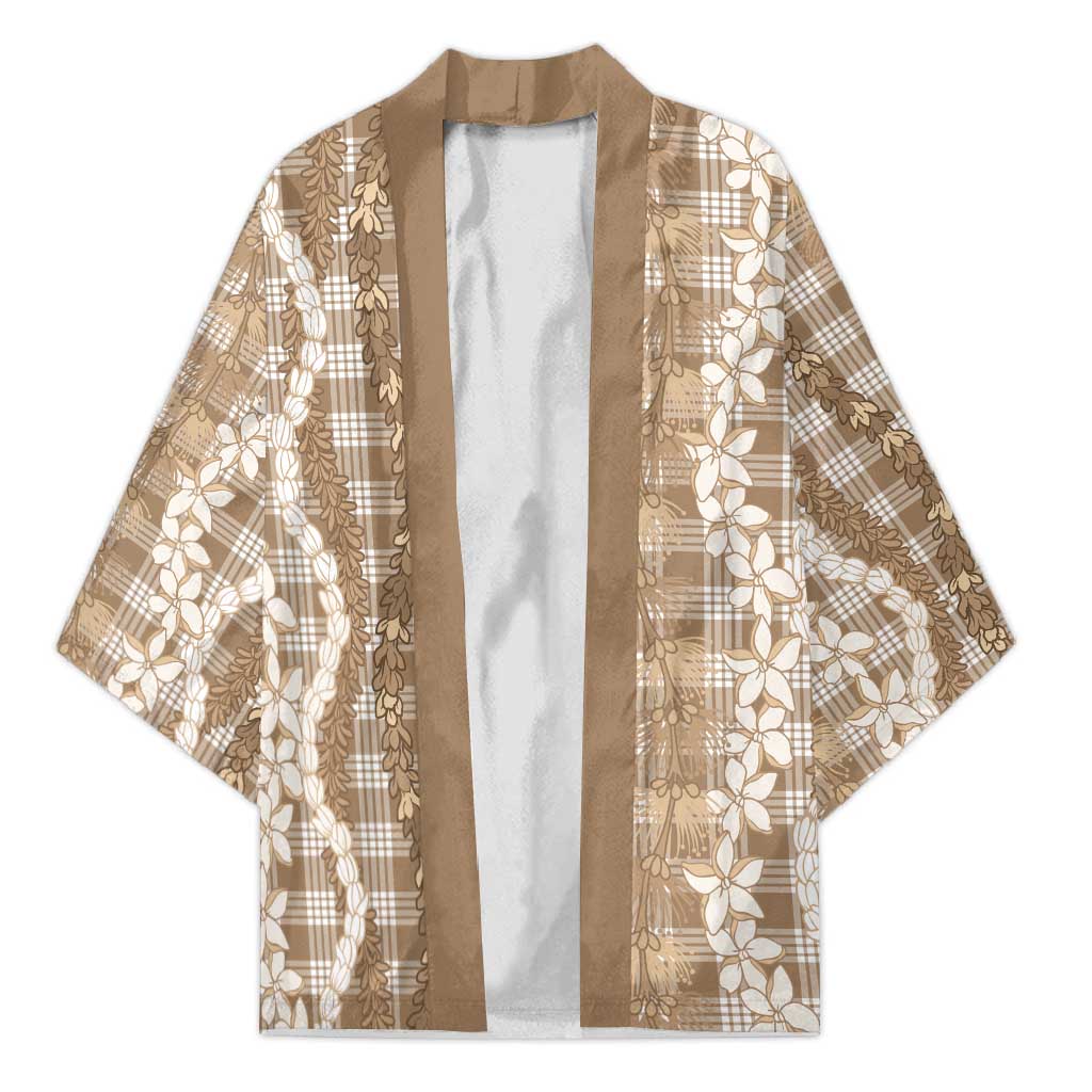 Hawaiian Ohia Lehua Lei Kimono Plaid Palaka Kalaihaahaa Pattern LT9 Unisex Tan - Polynesian Pride