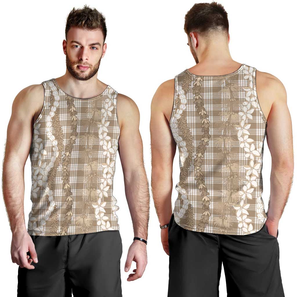 Hawaiian Ohia Lehua Lei Men Tank Top Plaid Palaka Kalaihaahaa Pattern LT9 - Polynesian Pride