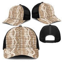 Hawaiian Ohia Lehua Lei Mesh Trucker Cap Plaid Palaka Kalaihaahaa Pattern LT9 - Polynesian Pride