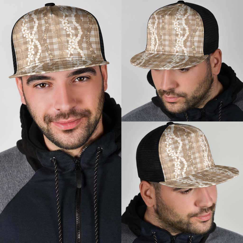 Hawaiian Ohia Lehua Lei Mesh Trucker Cap Plaid Palaka Kalaihaahaa Pattern LT9 - Polynesian Pride
