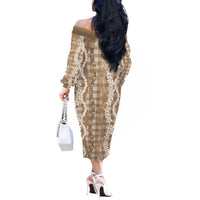 Hawaiian Ohia Lehua Lei Off The Shoulder Long Sleeve Dress Plaid Palaka Kalaihaahaa Pattern LT9 - Polynesian Pride