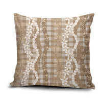 Hawaiian Ohia Lehua Lei Pillow Cover Plaid Palaka Kalaihaahaa Pattern LT9 Tan - Polynesian Pride
