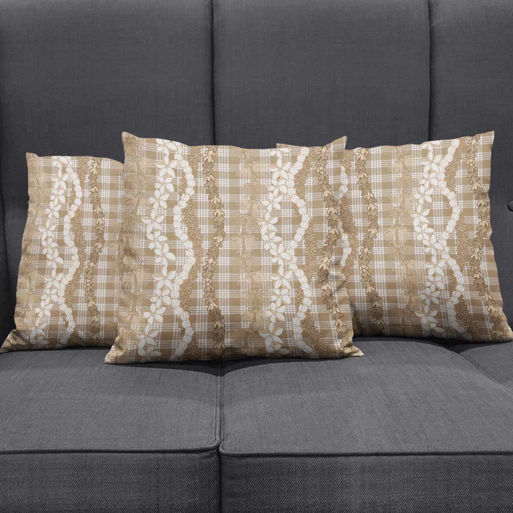 Hawaiian Ohia Lehua Lei Pillow Cover Plaid Palaka Kalaihaahaa Pattern LT9 - Polynesian Pride