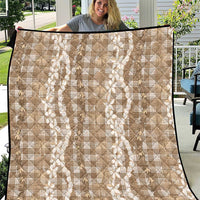 Hawaiian Ohia Lehua Lei Quilt Plaid Palaka Kalaihaahaa Pattern LT9 Tan - Polynesian Pride