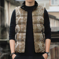 Hawaiian Ohia Lehua Lei Sleeveless Puffer Jacket Plaid Palaka Kalaihaahaa Pattern LT9 - Polynesian Pride