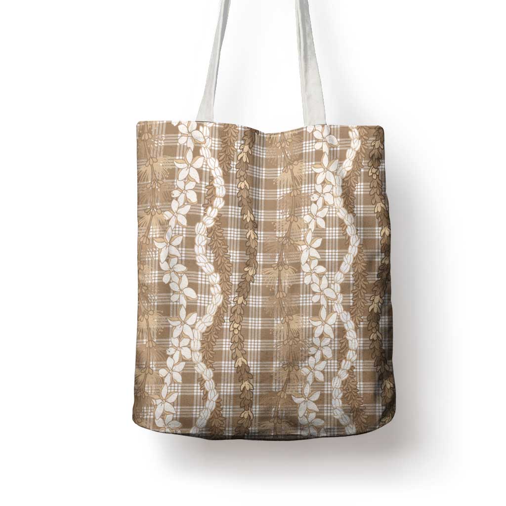Hawaiian Ohia Lehua Lei Tote Bag Plaid Palaka Kalaihaahaa Pattern LT9 - Polynesian Pride