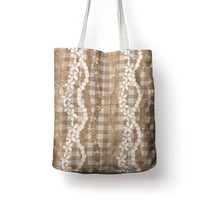 Hawaiian Ohia Lehua Lei Tote Bag Plaid Palaka Kalaihaahaa Pattern LT9 - Polynesian Pride