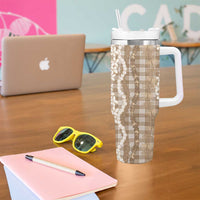 Hawaiian Ohia Lehua Lei Tumbler With Handle Plaid Palaka Kalaihaahaa Pattern LT9 - Polynesian Pride