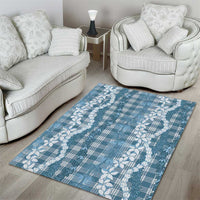 Hawaiian Ohia Lehua Lei Area Rug Plaid Palaka Uliuli Omaomao Pattern LT9 - Polynesian Pride