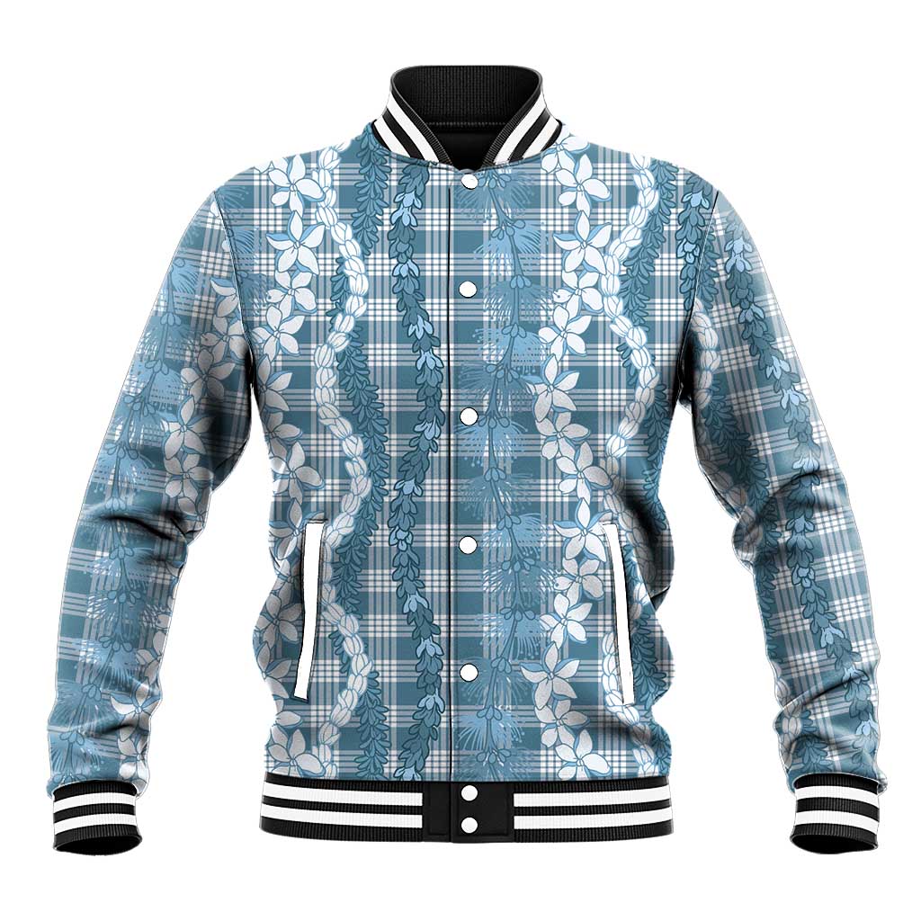 Hawaiian Ohia Lehua Lei Baseball Jacket Plaid Palaka Uliuli Omaomao Pattern LT9 Unisex Teal - Polynesian Pride