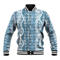Hawaiian Ohia Lehua Lei Baseball Jacket Plaid Palaka Uliuli Omaomao Pattern LT9 Unisex Teal - Polynesian Pride