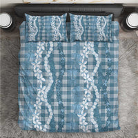 Hawaiian Ohia Lehua Lei Bedding Set Plaid Palaka Uliuli Omaomao Pattern LT9 Teal - Polynesian Pride