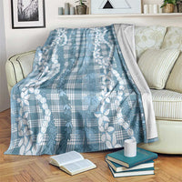 Hawaiian Ohia Lehua Lei Blanket Plaid Palaka Uliuli Omaomao Pattern LT9 Teal - Polynesian Pride