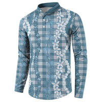 Hawaiian Ohia Lehua Lei Button Sweatshirt Plaid Palaka Uliuli Omaomao Pattern LT9 - Polynesian Pride