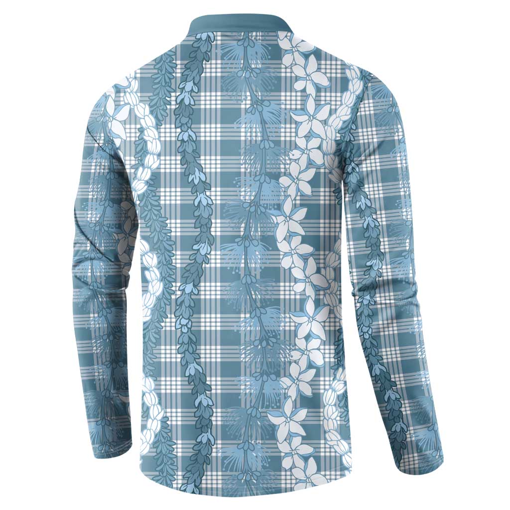 Hawaiian Ohia Lehua Lei Button Sweatshirt Plaid Palaka Uliuli Omaomao Pattern LT9 - Polynesian Pride