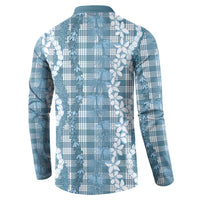Hawaiian Ohia Lehua Lei Button Sweatshirt Plaid Palaka Uliuli Omaomao Pattern LT9 - Polynesian Pride