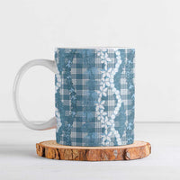 Hawaiian Ohia Lehua Lei Ceramic Mug Plaid Palaka Uliuli Omaomao Pattern LT9 Teal - Polynesian Pride