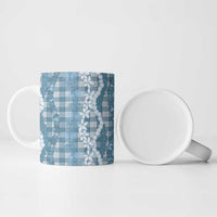Hawaiian Ohia Lehua Lei Ceramic Mug Plaid Palaka Uliuli Omaomao Pattern LT9 - Polynesian Pride