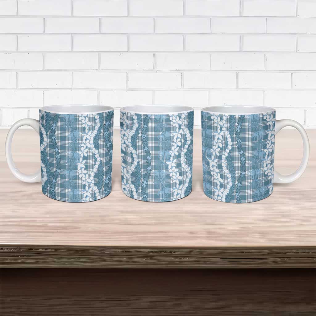 Hawaiian Ohia Lehua Lei Ceramic Mug Plaid Palaka Uliuli Omaomao Pattern LT9 - Polynesian Pride