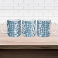 Hawaiian Ohia Lehua Lei Ceramic Mug Plaid Palaka Uliuli Omaomao Pattern LT9 - Polynesian Pride