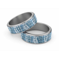 Hawaiian Ohia Lehua Lei Classic Ring Plaid Palaka Uliuli Omaomao Pattern LT9 Sliver Teal - Polynesian Pride