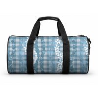 Hawaiian Ohia Lehua Lei Duffle Bag Plaid Palaka Uliuli Omaomao Pattern LT9 One size Teal - Polynesian Pride