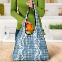 Hawaiian Ohia Lehua Lei Grocery Bag Plaid Palaka Uliuli Omaomao Pattern LT9 - Polynesian Pride