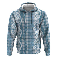 Hawaiian Ohia Lehua Lei Hoodie Plaid Palaka Uliuli Omaomao Pattern LT9 Pullover Hoodie Teal - Polynesian Pride