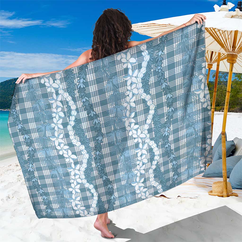 Hawaiian Ohia Lehua Lei Sarong Plaid Palaka Uliuli Omaomao Pattern LT9 One Size 44 x 66 inches Teal - Polynesian Pride