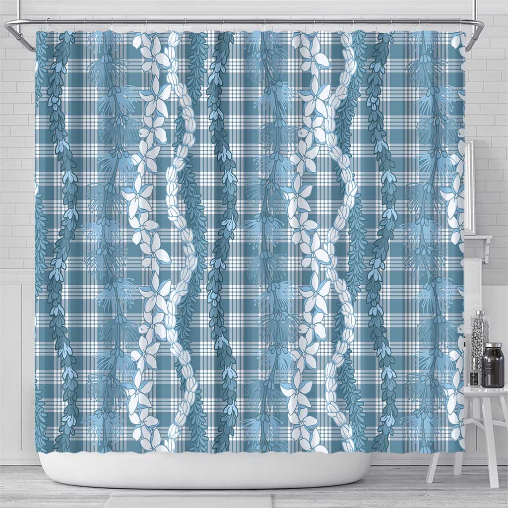 Hawaiian Ohia Lehua Lei Shower Curtain Plaid Palaka Uliuli Omaomao Pattern LT9 - Polynesian Pride