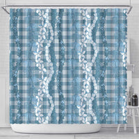 Hawaiian Ohia Lehua Lei Shower Curtain Plaid Palaka Uliuli Omaomao Pattern LT9 - Polynesian Pride