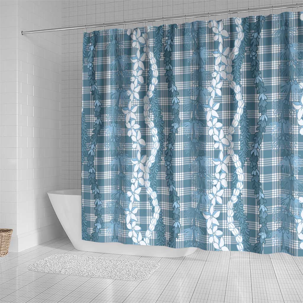 Hawaiian Ohia Lehua Lei Shower Curtain Plaid Palaka Uliuli Omaomao Pattern LT9 - Polynesian Pride