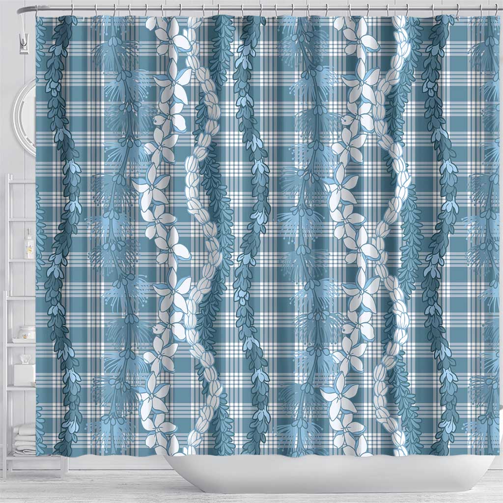 Hawaiian Ohia Lehua Lei Shower Curtain Plaid Palaka Uliuli Omaomao Pattern LT9 - Polynesian Pride