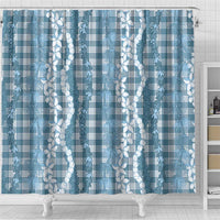 Hawaiian Ohia Lehua Lei Shower Curtain Plaid Palaka Uliuli Omaomao Pattern LT9 - Polynesian Pride