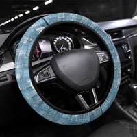 Hawaiian Ohia Lehua Lei Steering Wheel Cover Plaid Palaka Uliuli Omaomao Pattern LT9 Universal Fit Teal - Polynesian Pride