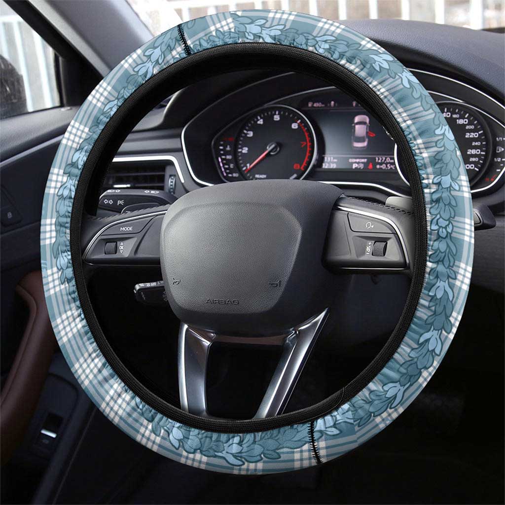 Hawaiian Ohia Lehua Lei Steering Wheel Cover Plaid Palaka Uliuli Omaomao Pattern LT9 - Polynesian Pride