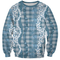 Hawaiian Ohia Lehua Lei Sweatshirt Plaid Palaka Uliuli Omaomao Pattern LT9 Unisex Teal - Polynesian Pride