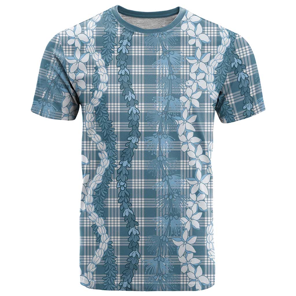 Hawaiian Ohia Lehua Lei T Shirt Plaid Palaka Uliuli Omaomao Pattern LT9 Teal - Polynesian Pride