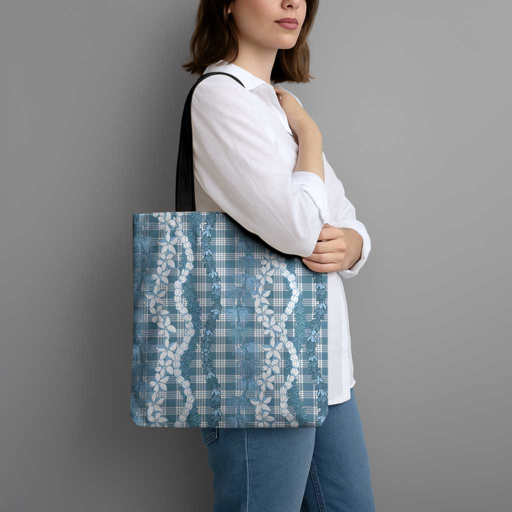 Hawaiian Ohia Lehua Lei Tote Bag Plaid Palaka Uliuli Omaomao Pattern LT9 - Polynesian Pride