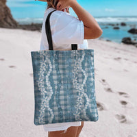 Hawaiian Ohia Lehua Lei Tote Bag Plaid Palaka Uliuli Omaomao Pattern LT9 - Polynesian Pride