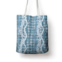 Hawaiian Ohia Lehua Lei Tote Bag Plaid Palaka Uliuli Omaomao Pattern LT9 - Polynesian Pride