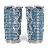Hawaiian Ohia Lehua Lei Tumbler Cup Plaid Palaka Uliuli Omaomao Pattern LT9 Teal - Polynesian Pride