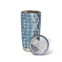Hawaiian Ohia Lehua Lei Tumbler Cup Plaid Palaka Uliuli Omaomao Pattern LT9 - Polynesian Pride